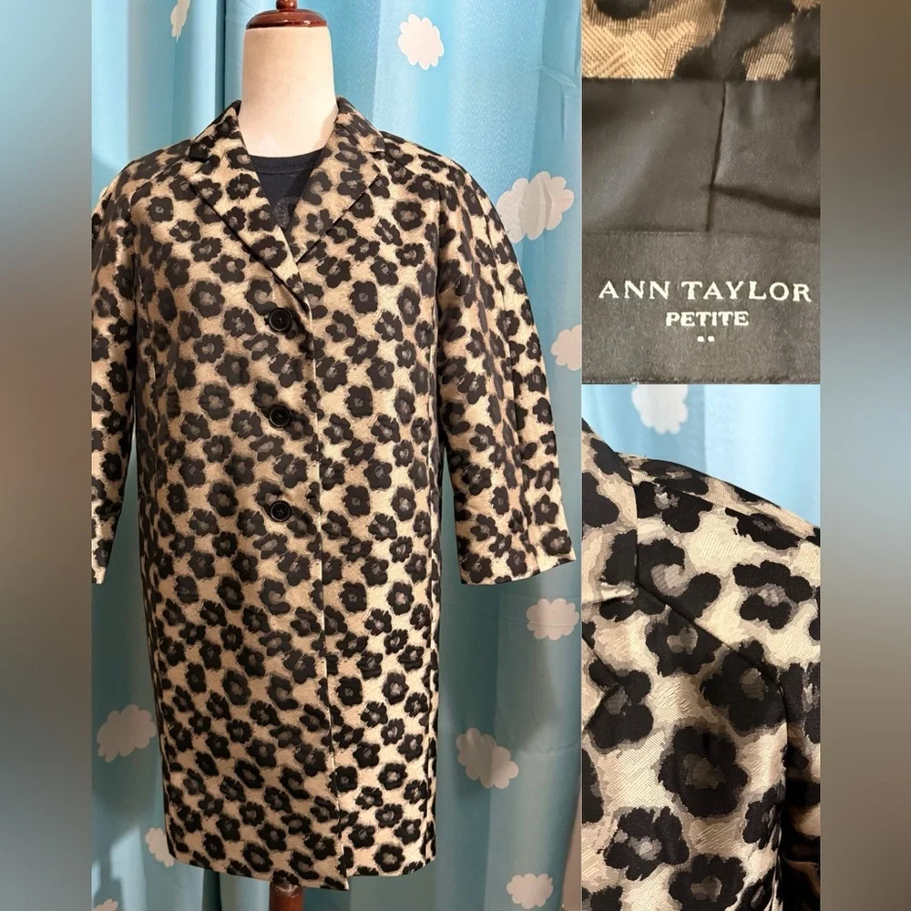 Animal print shine Ann Taylor long jacket, SP - Picture 2 of 8